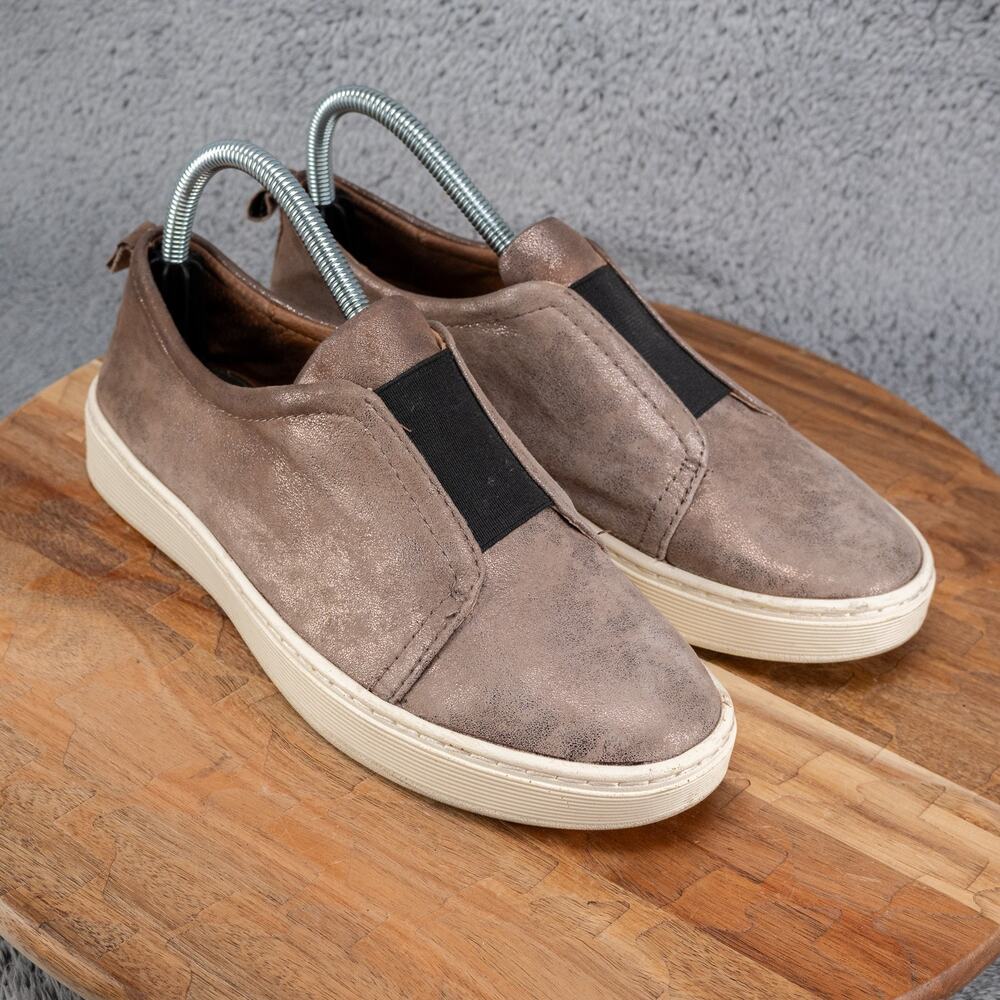 Sofft Safia Slip On Comfort Shoes 8‎ M Metallic Bronze Leather Stretch Cream Mid
